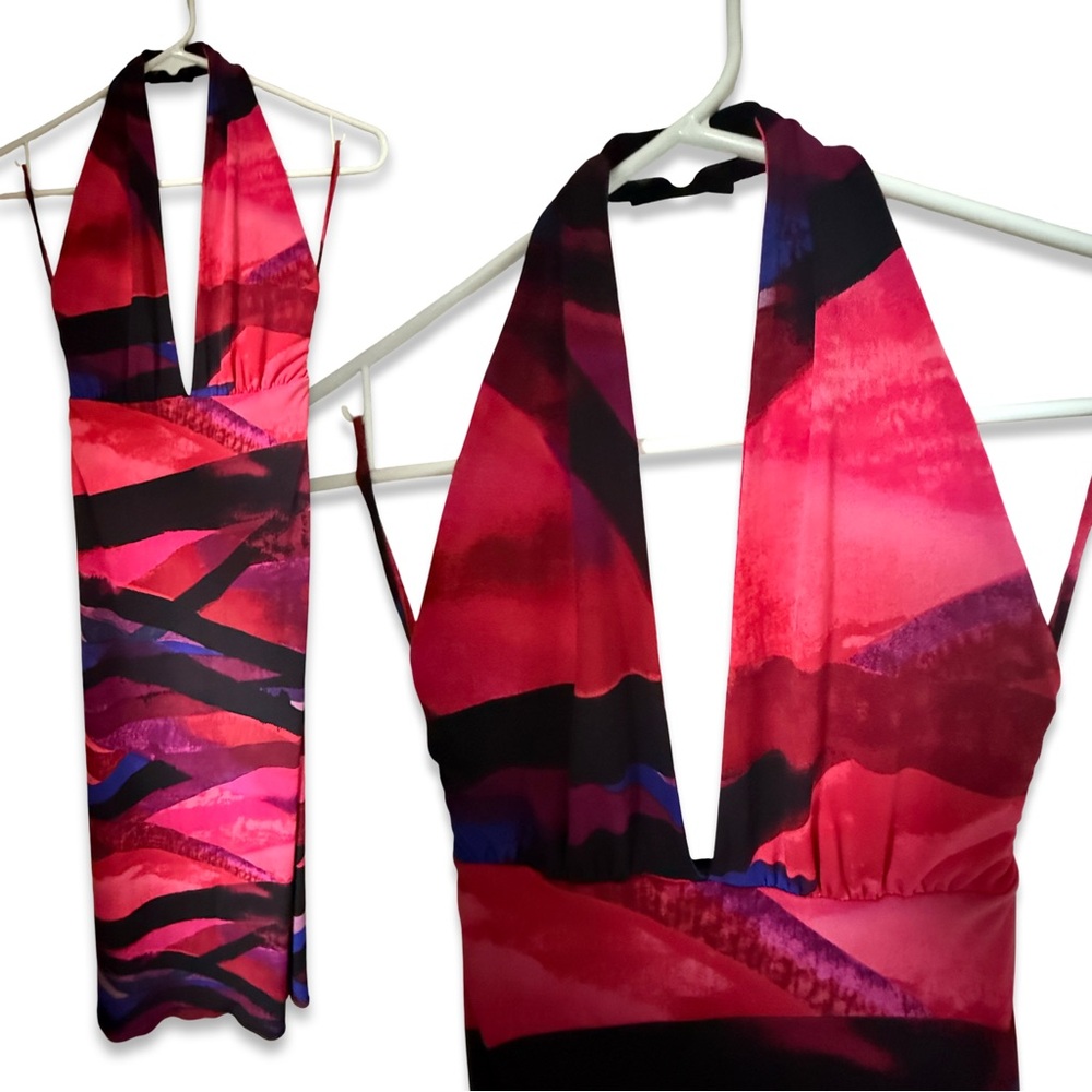 Alice + Olivia Vibrant Halter Maxi Dress